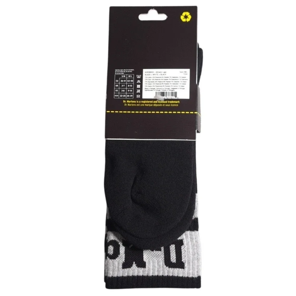 1-Pair Dr. Martens Size M/L Crew Socks Athletic Logo Black/Gray/Black